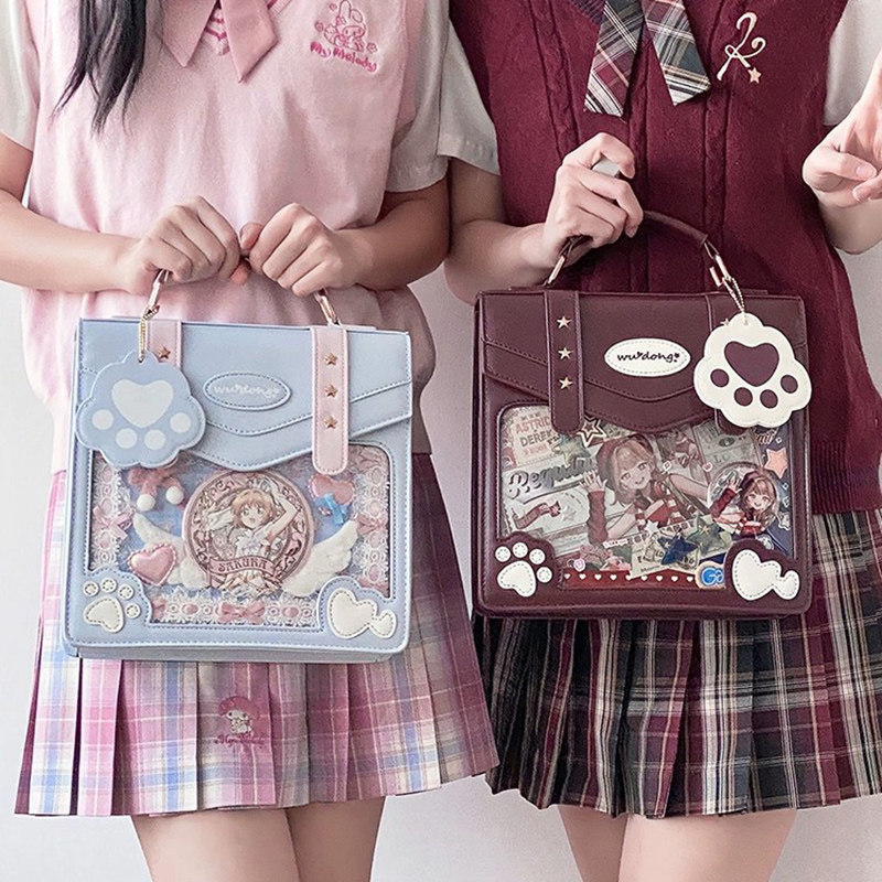 二次元透明小食量猫爪痛包2025新款双肩斜挎三用包百搭徽章吧唧包,箱包皮具/热销女包/男包,痛包,淘宝优惠券,粉丝福利购,淘宝优惠卷