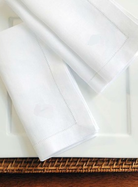 白色纯棉餐巾 抽丝镂空 布艺餐巾 婚礼西餐厅家用餐巾可绣LOGO