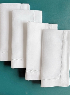 抽丝工艺白色餐巾抽丝镂空布艺餐巾婚礼西餐厅家用餐巾 跨境货源