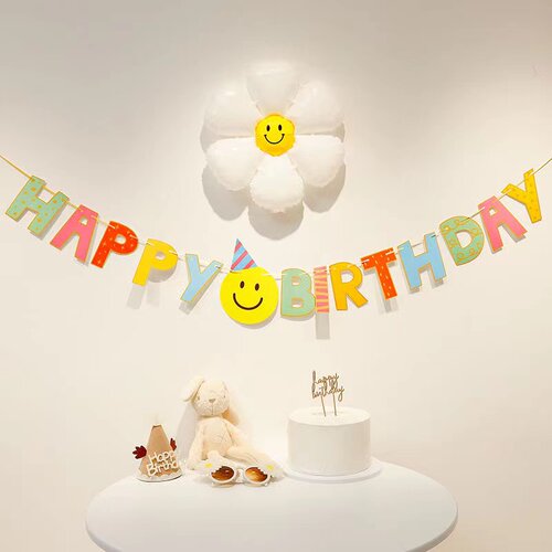 ins韩版小清新简约生日拉旗挂旗