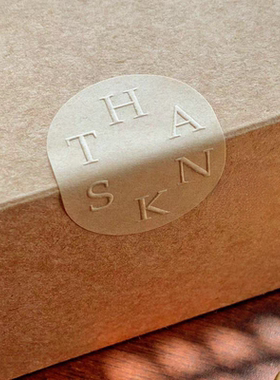 浮雕凹凸THANKS英文不干胶标签贴纸烘焙打包盒封口贴纸90枚