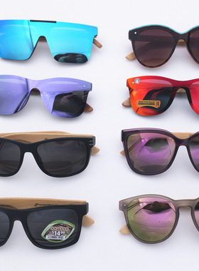 外单跨境古怪男女木架太阳镜遮阳镜时尚造型电镀色无边框大框墨镜