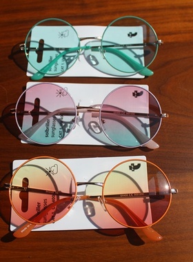 美单海滩风女墨镜太阳镜复古大框浅色渐变圆框眼镜防晒防紫外线