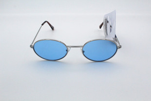 欧单太阳镜天蓝色镜片阴雨天防晒防紫外线墨镜小框体文艺男女情侣