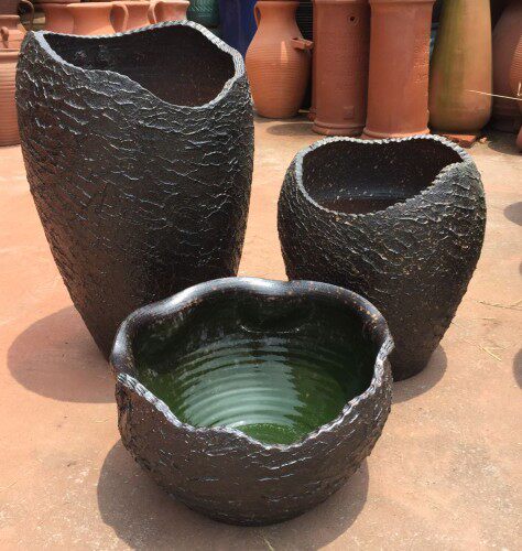 手拉坯釉面造型独特 景观园林装饰 花园采购 红泥陶盆陶罐