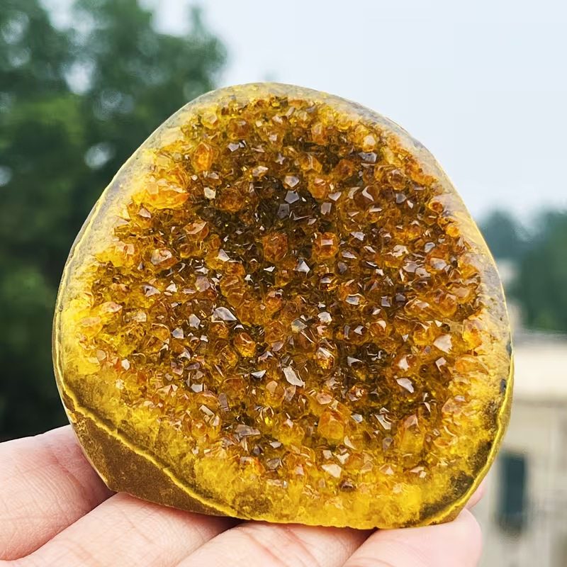 天然水晶原矿黄色水晶簇水晶洞晶阵消磁净化招财玄关桌面奇石摆件