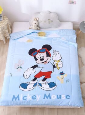 纯棉60支贡缎长绒棉数码印花儿童婴幼儿全棉夏被空tiao被