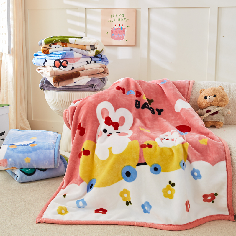 儿童毛毯双层加厚拉舍尔云毯办公室午睡小被子宝宝盖毯沙发毯秋冬