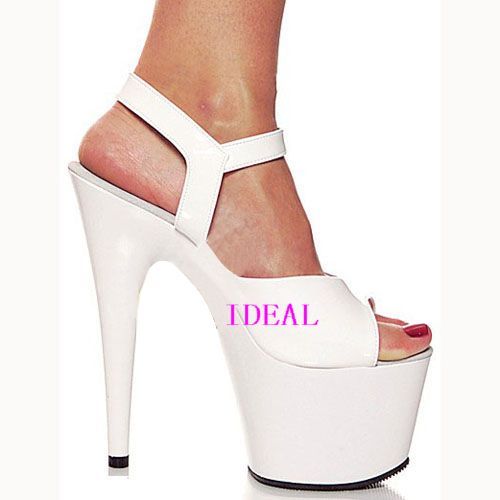 性感漆皮水晶白色夜店超高跟鞋