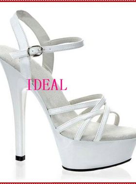 15cm超高跟鞋细跟夜店演出鞋防水台厚底性感黑色凉鞋女夏车模凉鞋