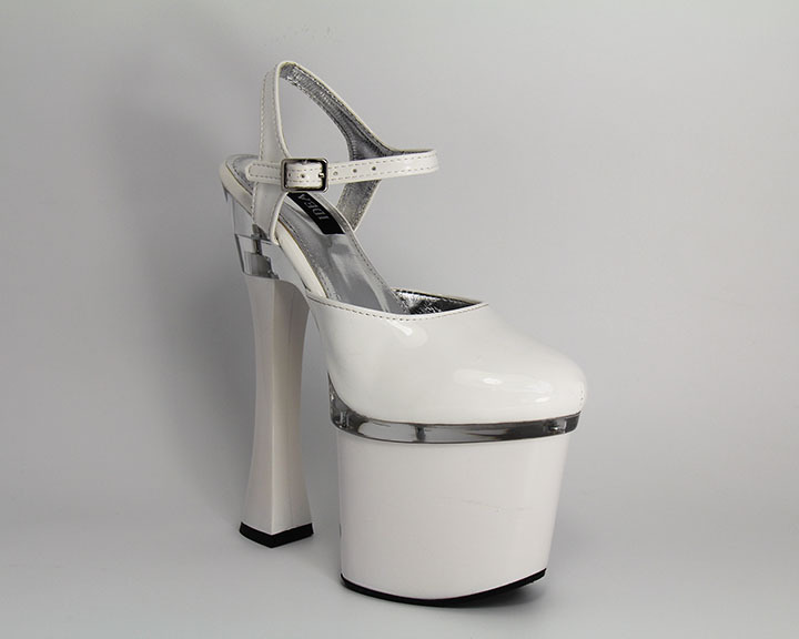 舞台欧美风夜店模特白色超高跟鞋