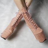 新款 20公分走秀马丁靴防水台高跟短筒特欧美超高跟钢管舞短靴