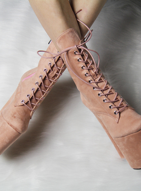 新款17/20公分走秀马丁靴防水台高跟短筒特欧美超高跟钢管舞短靴