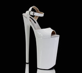 白色漆皮模特舞台走秀表演凉鞋 2６厘米超高跟钢管舞鞋 欧美时尚