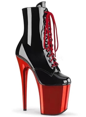 20厘米超高跟鞋马丁靴女15cm17公分细跟电镀走秀性感钢管舞短靴