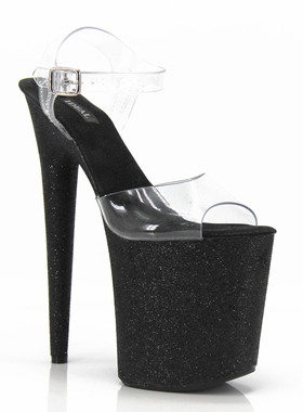 新款模特钢管舞鞋17 20CM舞台走秀订制款黑色 礼服超高跟凉鞋