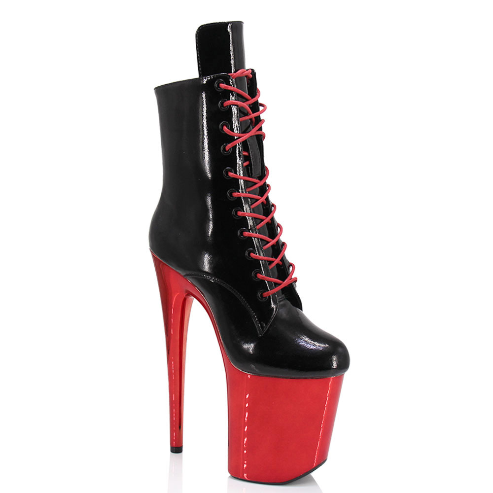 IDEAL MA 20厘米新款钢管舞短靴电镀红底舞台表演模特走秀高跟鞋