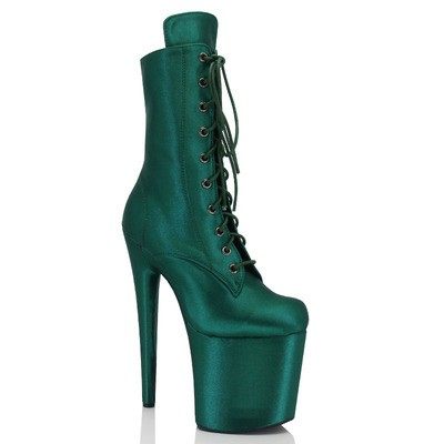 新款20厘米绸缎t台走秀高跟靴