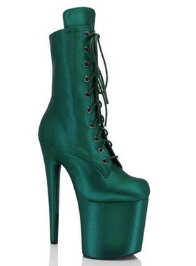 21年新款20厘米钢管舞高跟靴舞靴绸缎时尚欧洲T台短靴走秀高跟鞋