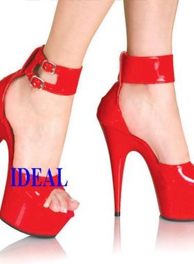 15厘米超高跟鞋 模特走台鞋杂志款时尚女式单鞋秋冬公主红色婚鞋