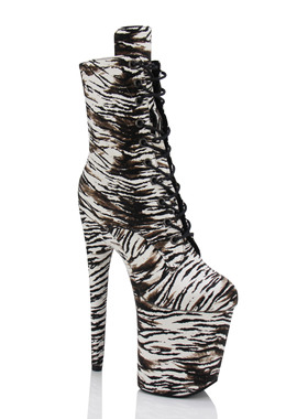 IDEAL MA 20厘米新款钢管舞短靴舞台表演模特走秀斑马纹高跟鞋