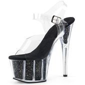 17CM15透明超高细跟走秀水晶防水台拍照凉鞋 2018新款 演出钢管舞鞋