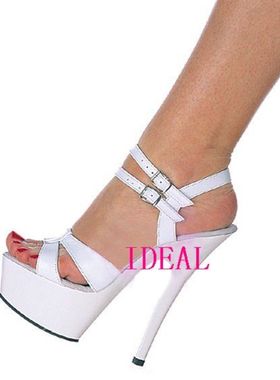 2023新款女鞋 15cm性感高跟鞋白色婚鞋超细跟凉鞋明星拍照演出鞋