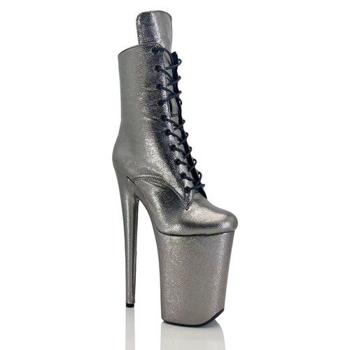 钢管舞短靴23CM超高跟铁板银色