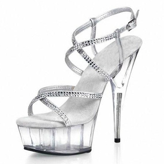 厘米罗马水晶鱼嘴新娘超高跟鞋