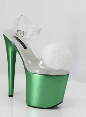 25年新款网红绿色18cm 20厘米钢管舞超高跟模特舞台晚宴走秀凉鞋