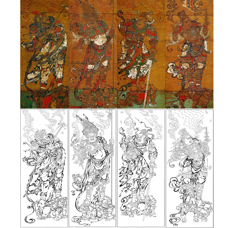 瑞光塔四天王像白描底稿打印稿