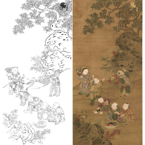 白描底稿工笔白描画稿宋元国画