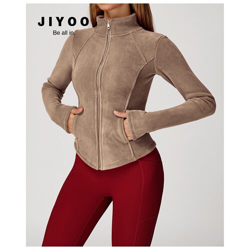 JIYOO羊羔绒户外运动外套摇粒绒立领加厚防风健身上衣保暖修身女