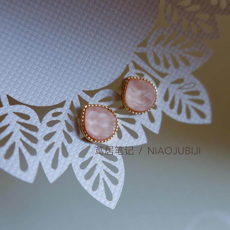 落樱｜粉嘟嘟天然水晶切面耳钉通体925纯银水滴耳饰日系精致 茑居,饰品/流行首饰/时尚饰品新,耳钉,淘宝优惠券,粉丝福利购,淘宝优惠卷