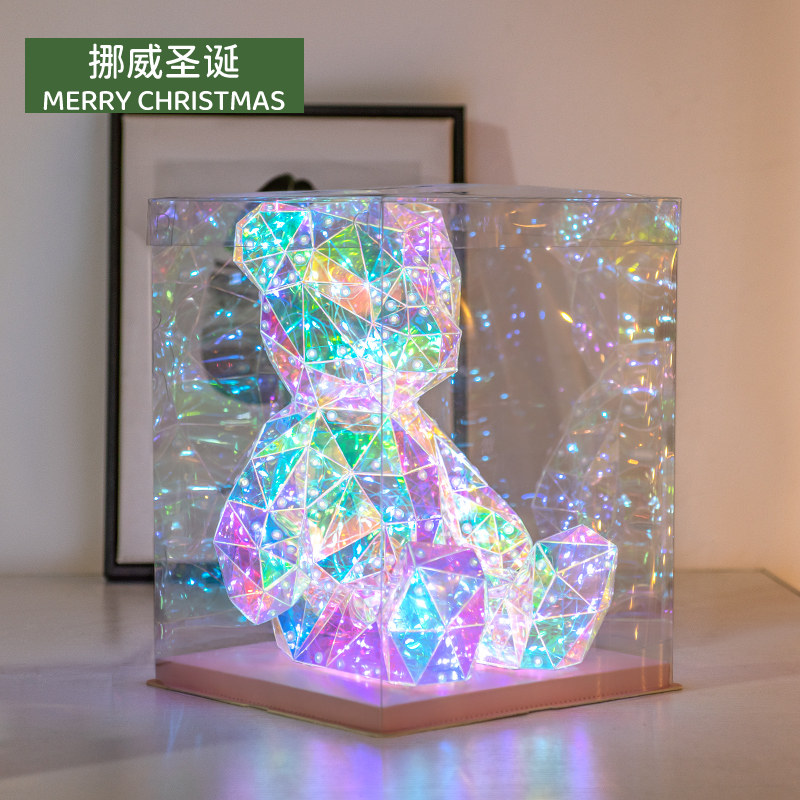 情人节幻彩镭射小熊礼品摆件