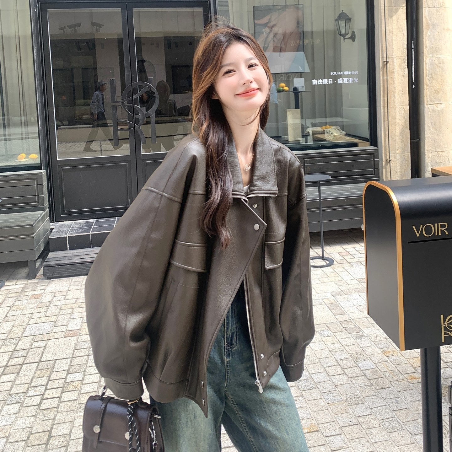 高级感PU皮衣外套女2025秋季新款爆款港风复古小个子机车服夹克潮,女装皮衣,芭图娜