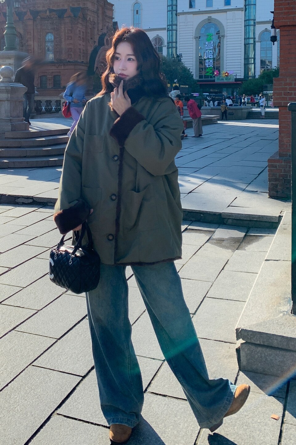 主推数据款！军绿色卷卷毛领派克服内兔毛B260-5333-P235K318,女装派克服,芭图娜