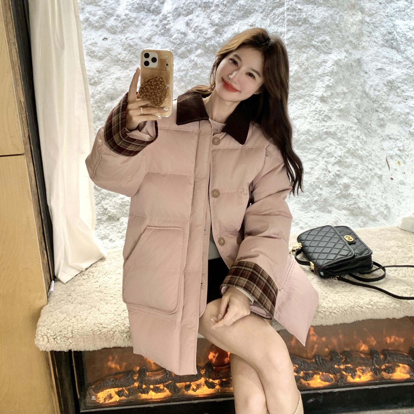 五天出货！双12主推粉色90绒羽绒服B260-5366-P365K498，女装羽绒服，芭图娜