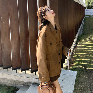 美拉德韩系chic甜辣晕染皮衣外套女春秋2025超火爆款宽松休闲夹克图片