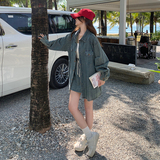 现货！复古软牛仔蓝衬衫+裙裤套装260-5050-P165K238，女装套装/套裙，芭图娜