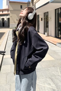 学院复古假两件拼接短外套女2025秋季新款韩版小个子宽松百搭夹克图片
