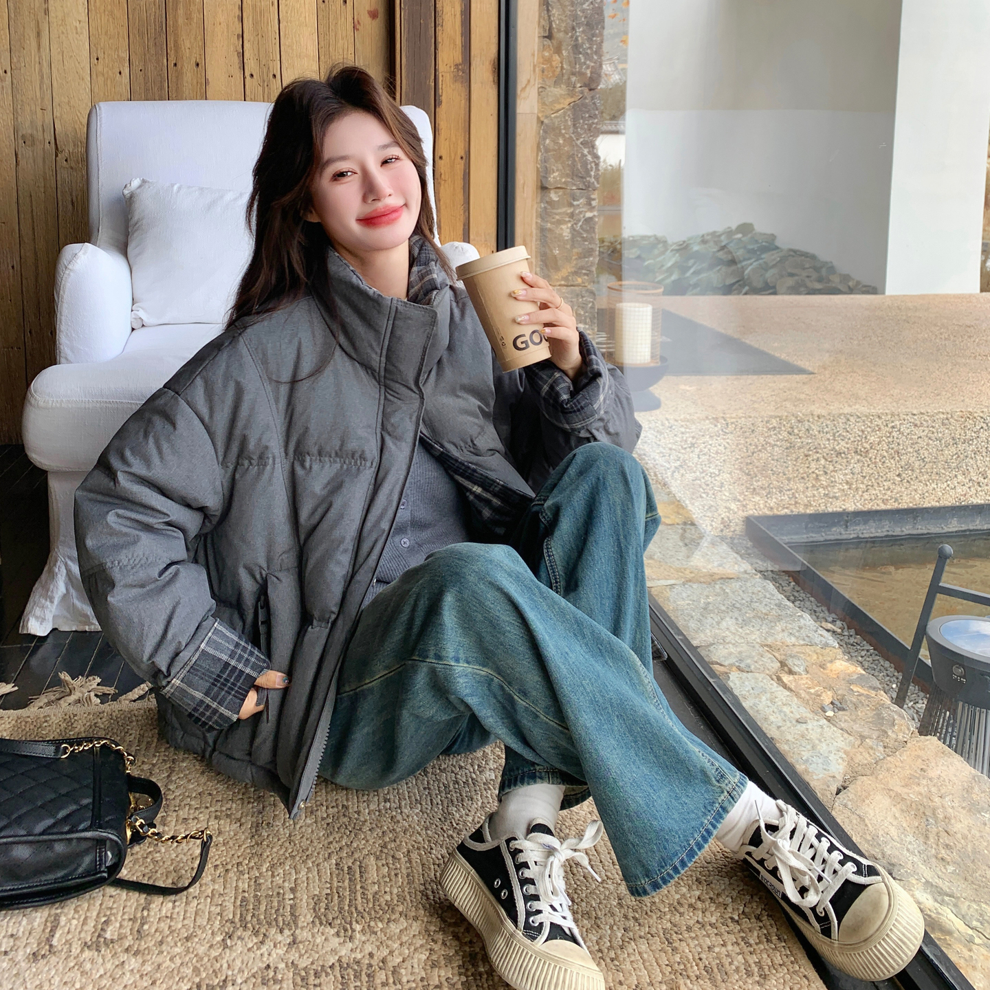 现货主推！50灰色短款鹅绒服B260-5377-P295K438，女装羽绒服，芭图娜