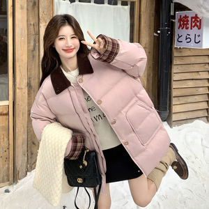 现货主推款！90白鸭绒 粉撞色中长款羽绒服 B260-5366-P365K498图片