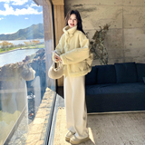 现货！奶黄色皮毛一体复合短外套B260-5353-P215K298，女装短外套，芭图娜