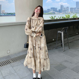 现货！24秋新款领口飘带设计印花连衣裙260-3370-P135K188，女装连衣裙，芭图娜