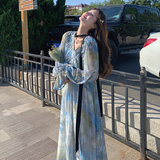 现货主推款！24秋新款莫奈花园印花长连衣裙260-3328-P135K188，女装连衣裙，芭图娜