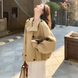 现货主推款！卡其色短款风衣外套B260-5210-P165K238，女装风衣，芭图娜