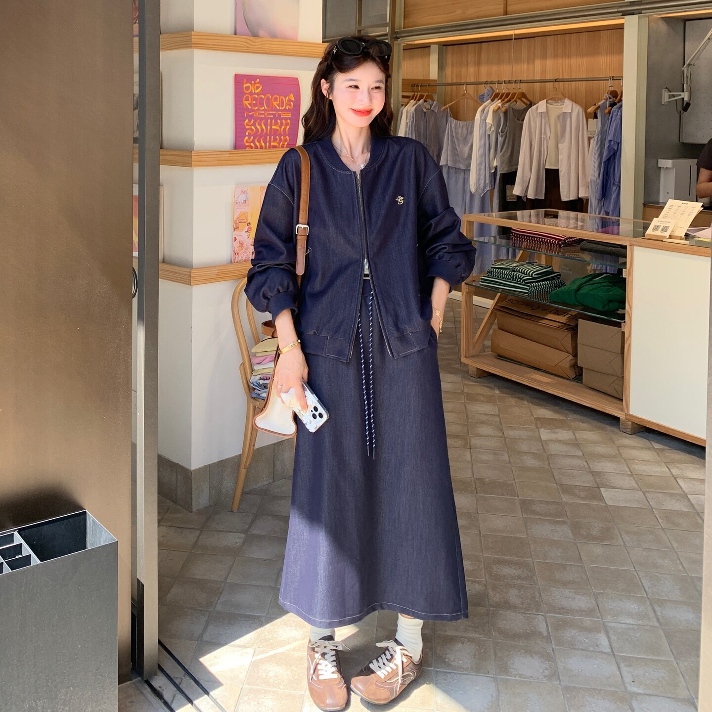 大货主推！高品深藏蓝仿牛仔半身裙套装B260-5263-P205K298,女装套装/套裙,芭图娜