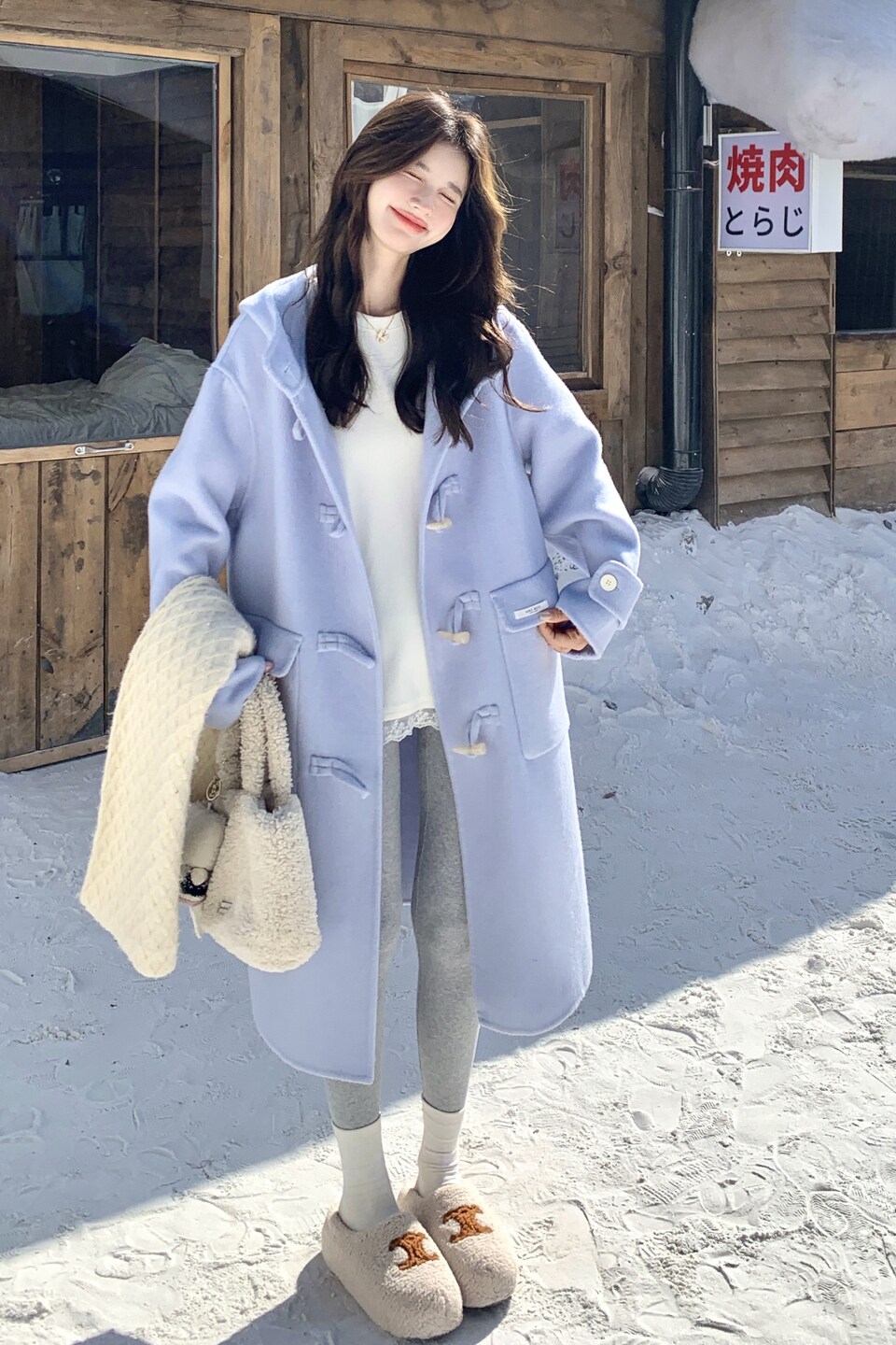 现货主推！蓝色70绵羊毛双面呢大衣B260-5350-P275K378,女装毛呢外套,芭图娜