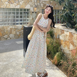 白色彩色波点无袖连衣裙女2025夏季法式新款设计感甜美减龄a字裙，女装连衣裙，芭图娜